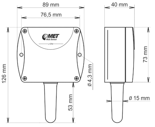 COMET SYSTEM P8510 Web Sensor Ethernet Remote Thermometer - Dimensions1