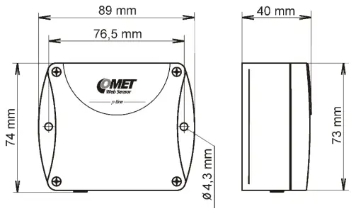 COMET SYSTEM P8510 Web Sensor Ethernet Remote Thermometer - Dimensions2