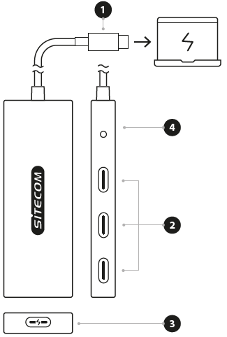 SITECOM -CN-5015 -USB-C -to -4x USB-C -10 -Gbps -Power -Delivery -Hub fig 2