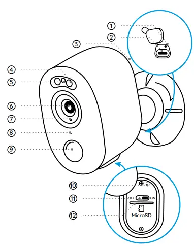 reolink Argus 3 Ultra Smart 4K Camera - Battery Status LED