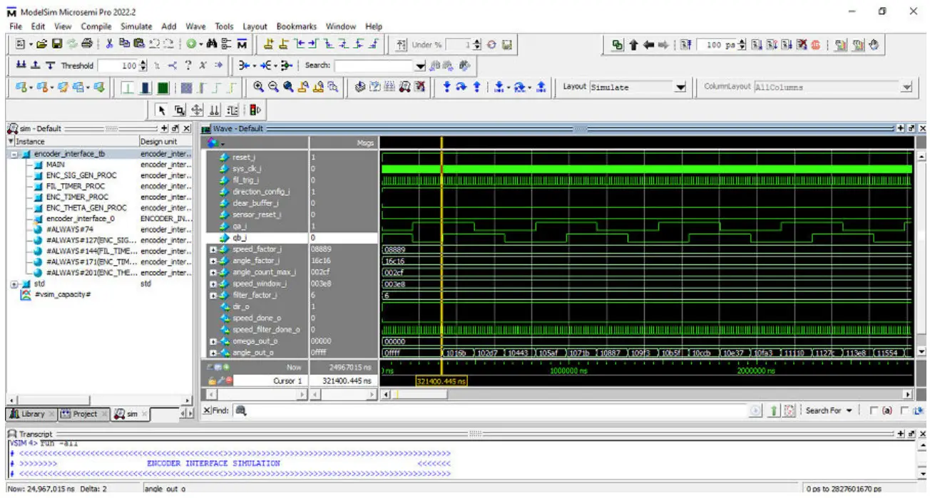 MICROCHIP v4.2 Encoder Interface - Simulation Window