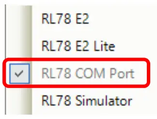 Panel for Selecting the Debug Tool