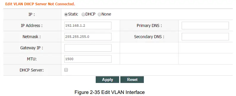 IP Address: Set static IP address. 