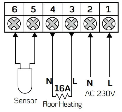 Thermafloor HT1 Thermostat Touch Screen Simple Programming - DIAGRAM