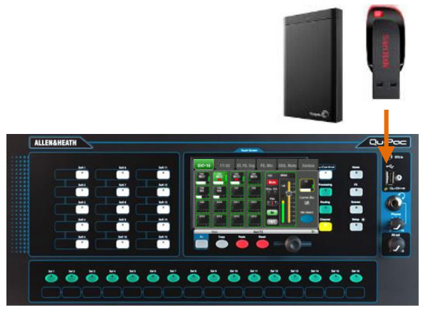 ALLEN HEATH Qu-Pac Compact Mountable Mixer - Archiving and transferring data via USB