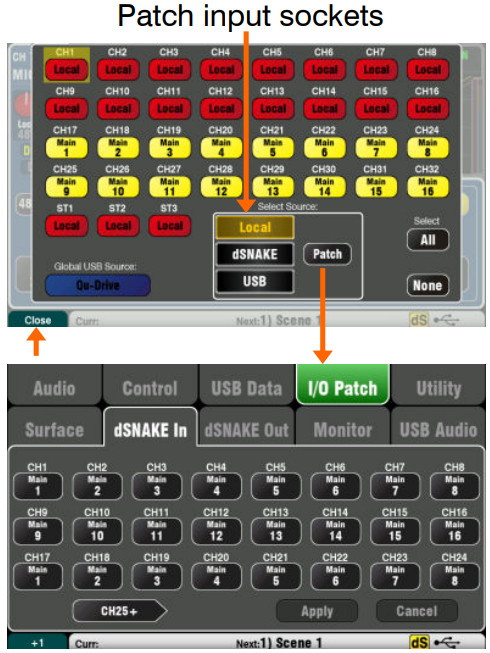 ALLEN HEATH Qu-Pac Compact Mountable Mixer - Patch input sockets