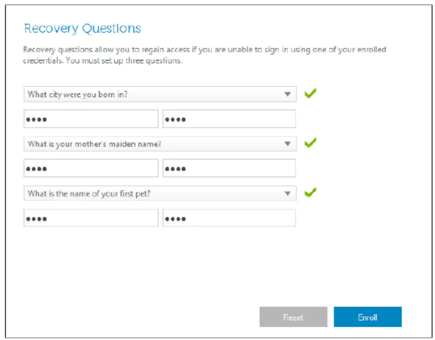 DELL v11.8 Data Security Console -Recovery Questions