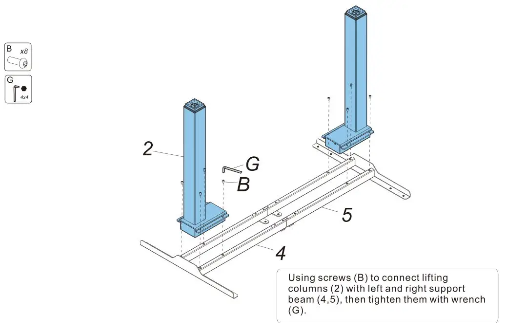 FLEXISPOT E4B Standing Desk with Dual Motor - Step2 Install the Column