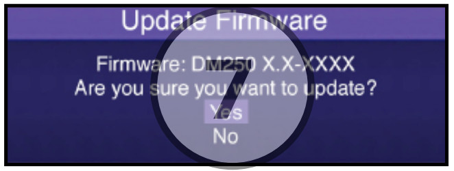 FSI DM Series Monitor Firmware Update - Confirm Yes when prompted to update