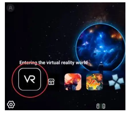 Pimax Portal QLED Controller R Handheld Game Console with 4K Qled Plus Mini Led Display - Select VR icon on Tablet