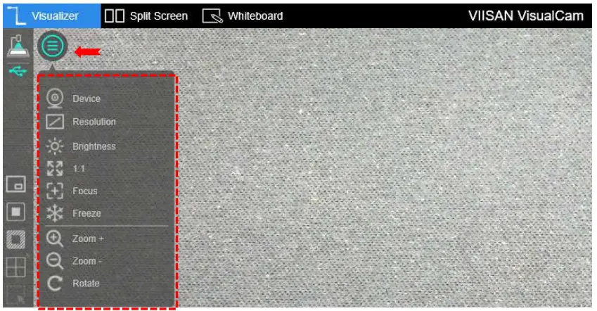 VIISAN VisualCam Multi Functional - Adjustment Menu