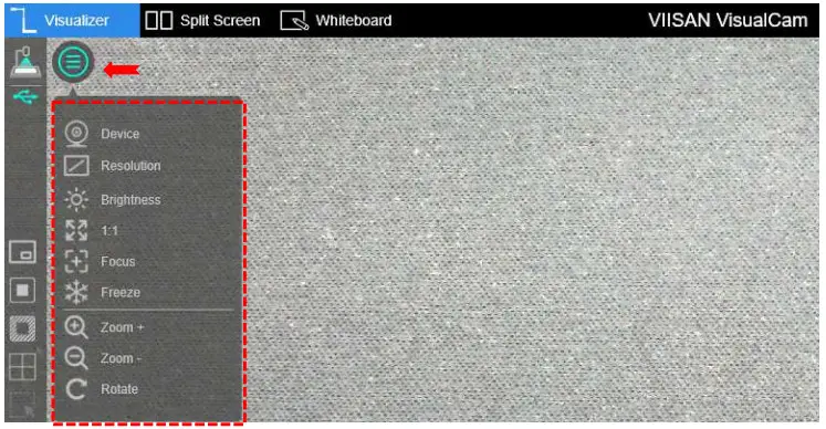 VIISAN VisualCam Multi Functional - Image Adjustment Menu
