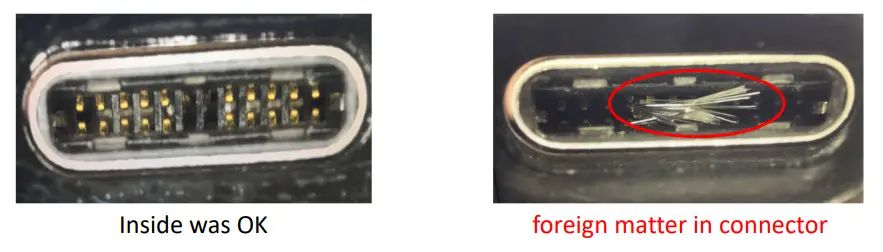 amazon basics Cavo USB Type C Micro B 3.1 Gen2 - foreign matter in connector