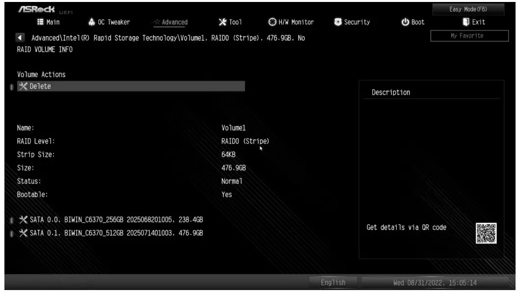 ASRock RAID Array Using UEFI Setup Utility - Figure 10