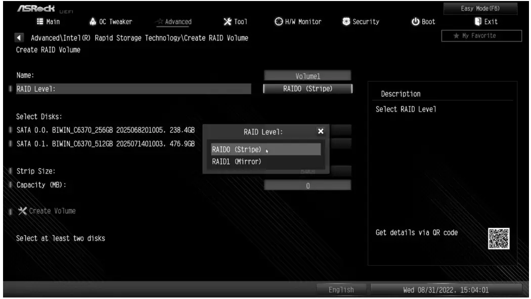 ASRock RAID Array Using UEFI Setup Utility - Figure 6