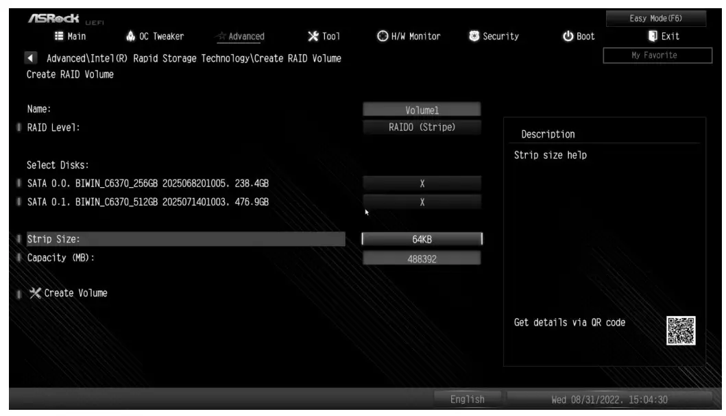 ASRock RAID Array Using UEFI Setup Utility - Figure 8
