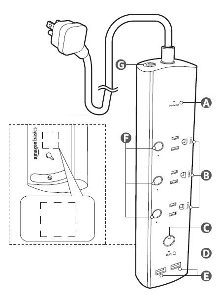 Amazon-Basics-‎WP25-Surge-Protector-Power-Strip-product-overview