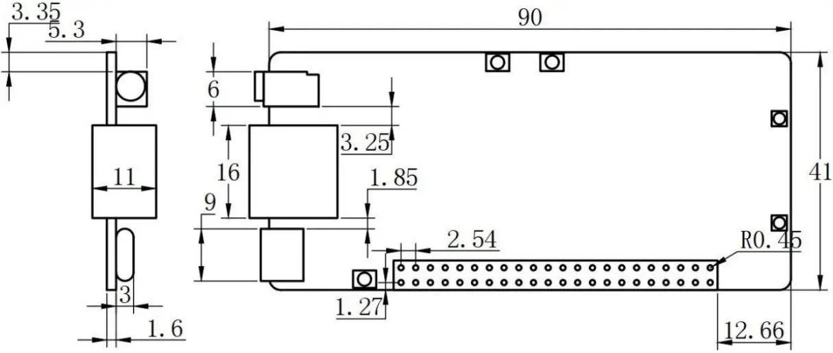 Heltec Sufficient IoT Hub A Linux Based IoT Terminal Device - Physical dimensions