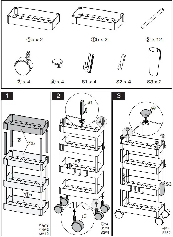 Pipishell PIUC05 Slim Storage Cart Instruction Manual - Contents