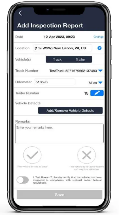 TRACKENSURE iOS ELD Application - HOW TO CREATE A DVIR