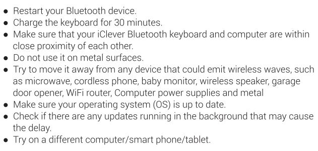 iclever IC-BK10 Multi Device Connection Wireless Keyboard User Manual - FAQ