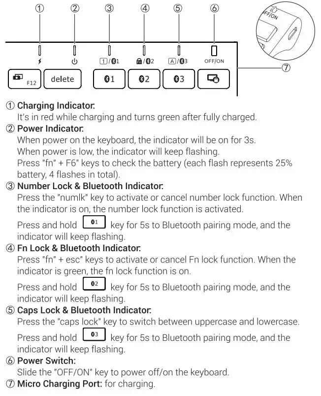 iclever IC-BK10 Multi Device Connection Wireless Keyboard User Manual - Product Overview