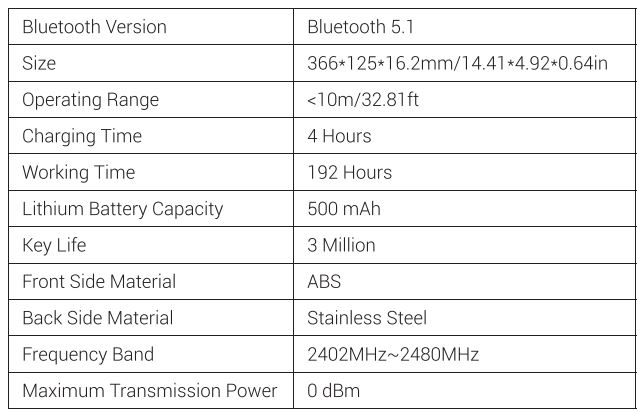 iclever IC-BK10 Multi Device Connection Wireless Keyboard User Manual - Specifications