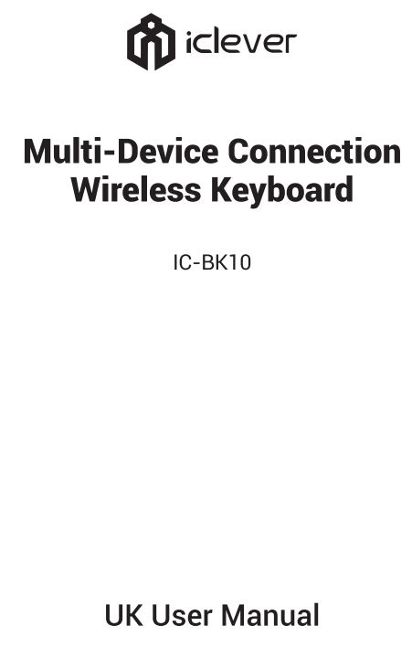 iclever IC-BK10 Multi Device Connection Wireless Keyboard User Manual