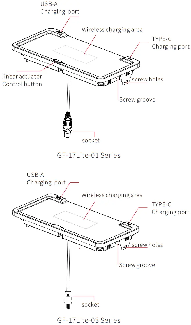 GCteq GF17LITE Embedded Multi Functional Charging Table - Instruction
