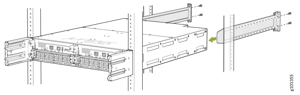 Install the MX304 Router in a Four-Post Rack