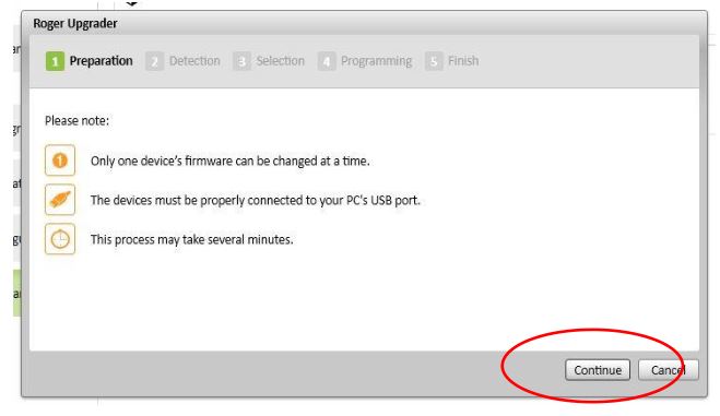 PHONAK Roger Upgrader - Click on “Continue“