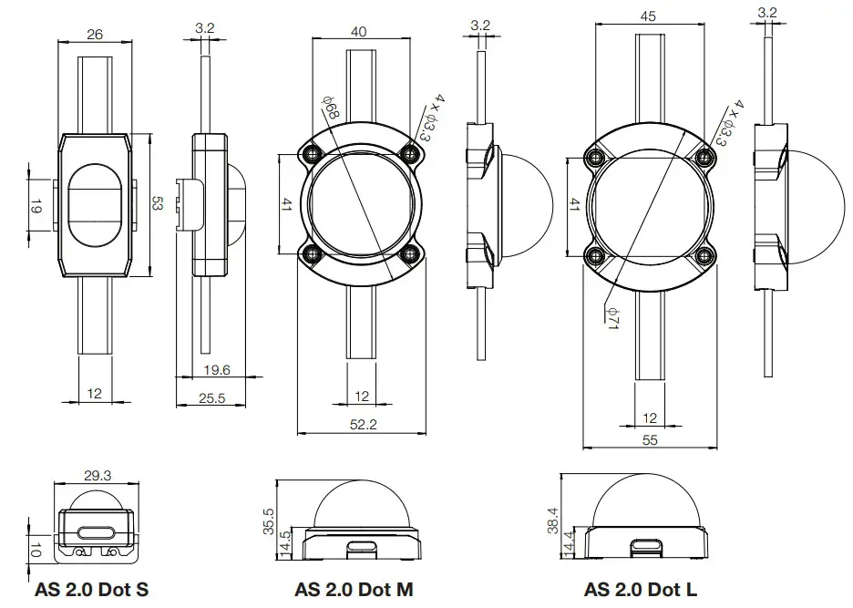 TRAXON ARCHISHAPE Dot 2.0 Daisy Chain with Power Injection - Diffused Beam View