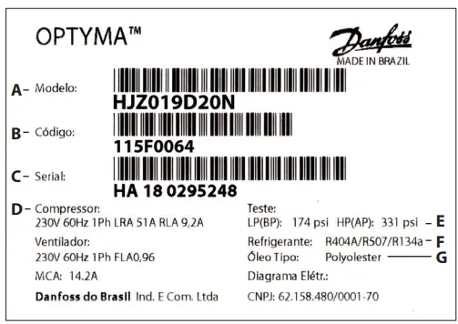 Danfoss OPTYMA Plus Condensing Unit - Label