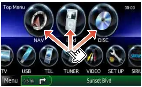KENWOOD DNX7180 GPS Navigation System Instruction - Customizing Top Menu screen