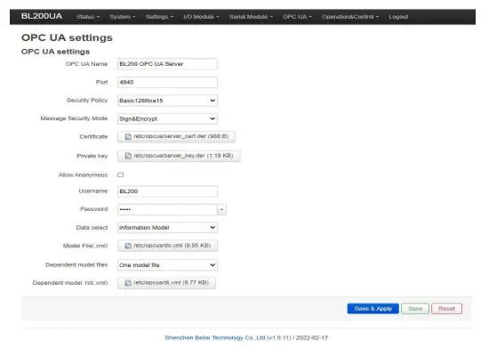 BLIIOT BL206 Distributed Distributed Input Output Ethernet - Configuration sistime