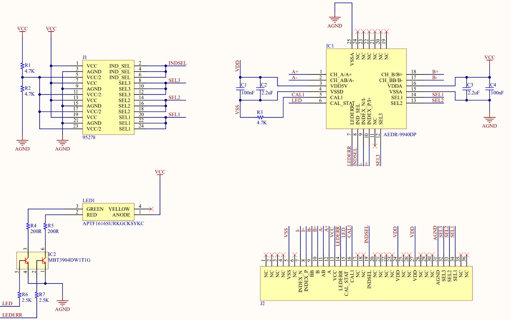 BROADCOM HEDS-9940PRGEVB Evaluation Board and Programming Kit - Board Schematic and Pin Assignment 1