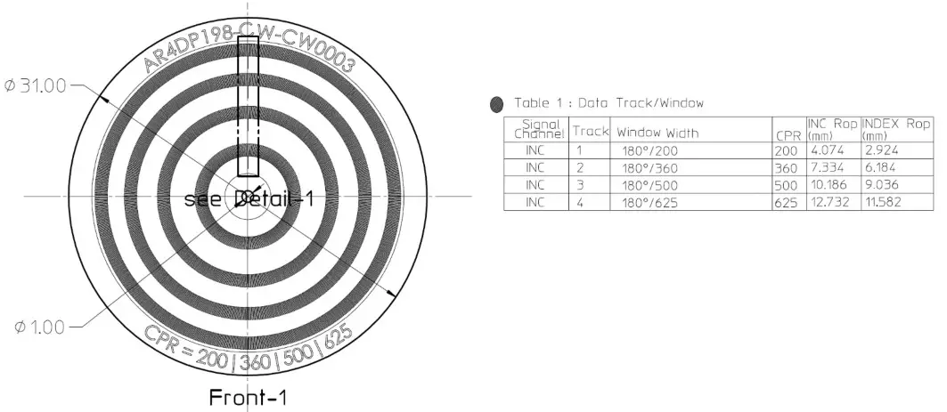BROADCOM HEDS-9940PRGEVB Evaluation Board and Programming Kit - Code Wheel Drawing 1