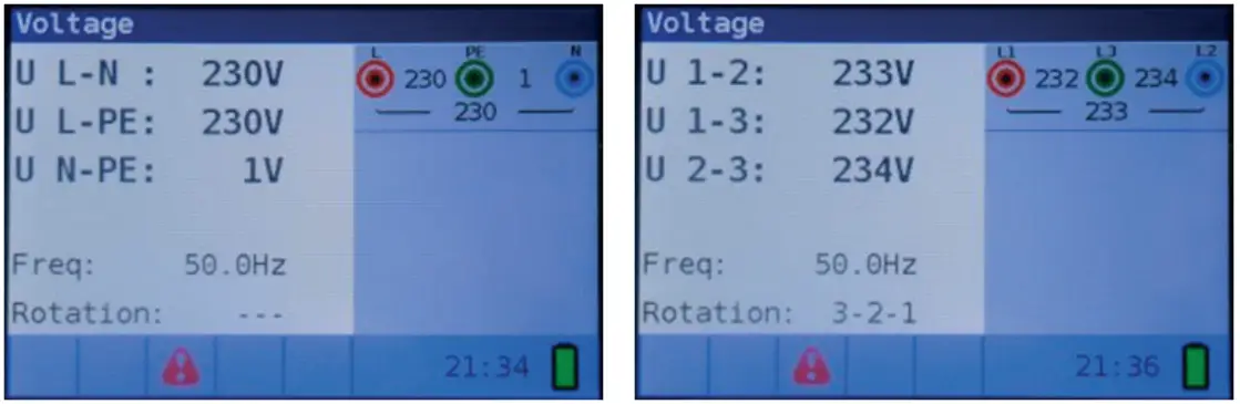 KPS Multicheck6010 Multifunction Tester - Examples of voltage