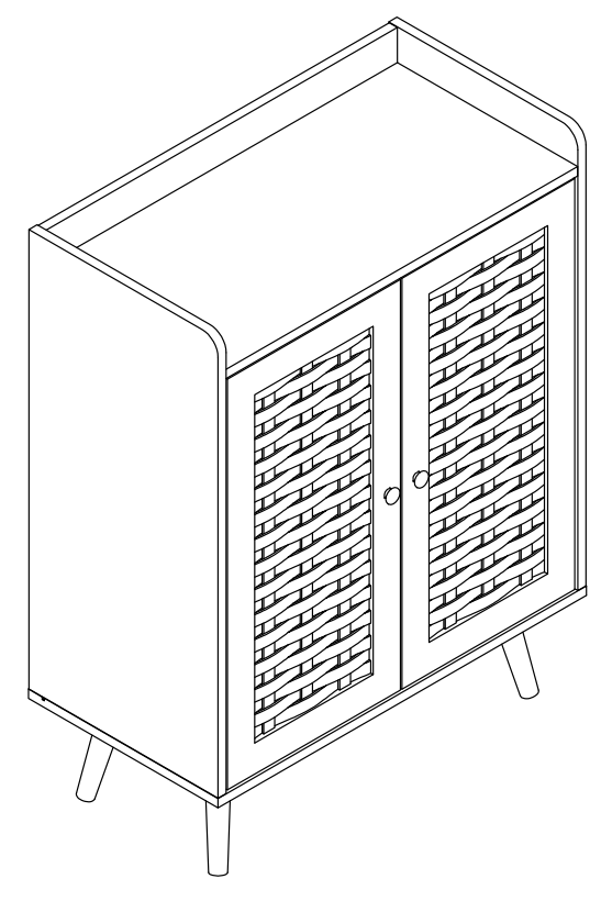 LEVNARY Shoe Cabinet with Woven Doors 5 Tier Shoe Storage Organizer