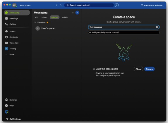 TrustTelesystem SMS for Webex a Texting Space in Webex - parts1