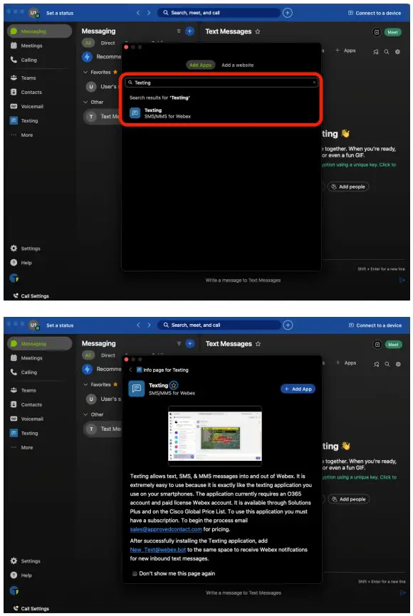 TrustTelesystem SMS for Webex a Texting Space in Webex - parts3