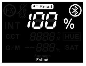 amaran 300c RGB Monolight - The LCD will display “Failed” after the Bluetooth reset is unsuccessful