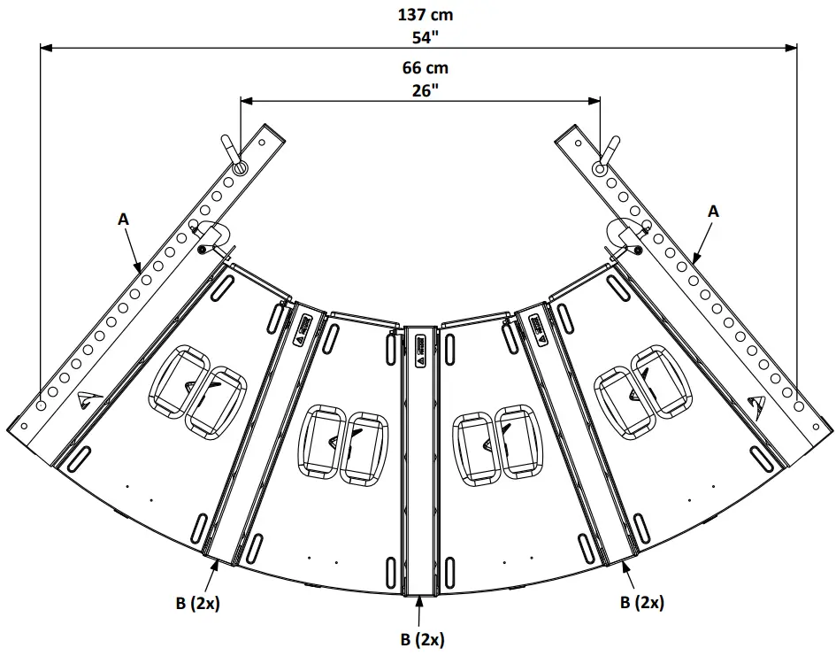 AXIOM AX1012A Powered Constant Curvature Array Element - DOWN-FIRING ARRAY EXAMPLE