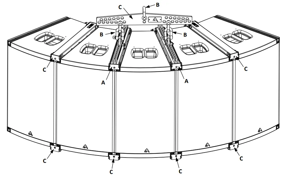 AXIOM AX1012A Powered Constant Curvature Array Element - HORIZONTAL ARRAY EXAMPLES 4