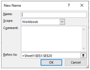 ExperTrain 2019 Naming Ranges in Excel User Guide - Define Name
