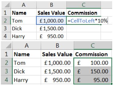 ExperTrain 2019 Naming Ranges in Excel User Guide - Relative named ranges