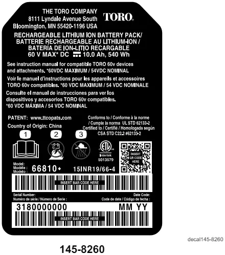 TORO 39921 Power Clear Flex Force Power System - Model and serial number location 3