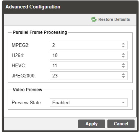 sencore MRD 7000 Receiver Decoder Software - Advanced Configuration