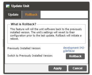 sencore MRD 7000 Receiver Decoder Software - Rollback Software Updates