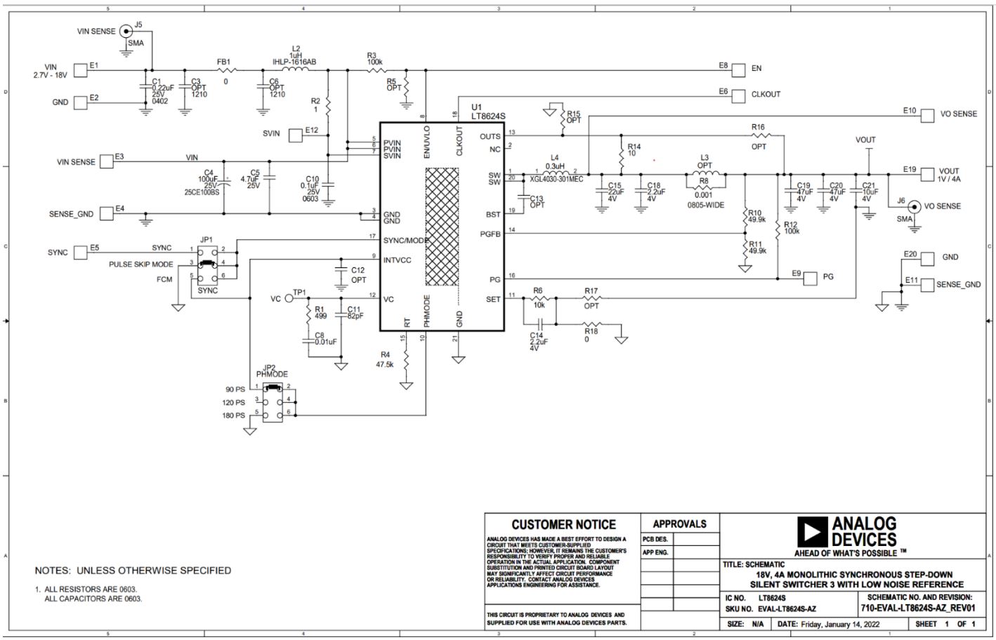 ANALOG DEVICES LT8624S Synchronous Step-Down Silent Switcher User Guide - LT8624S EV Kit Schematic